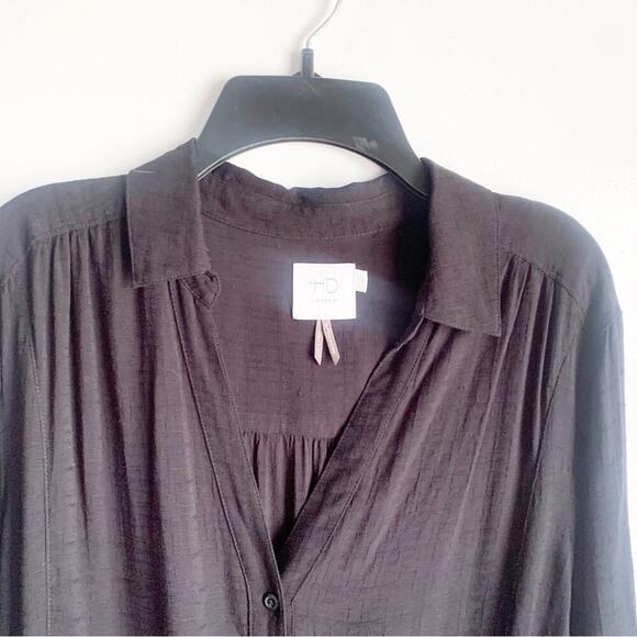 Anthropologie HD In Paris Carmina Tie Waist Tunic Top Dress Black Size Medium M - Picture 2 of 12